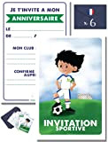 Cartes Invitation Foot | TICKY-TACKY | 6 invitations anniversaire Foot et 6 enveloppes | Invitations fête Foot | Invitation Anniversaire ...