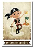 Cartes Invitation Pirate | TICKY-TACKY | 6 invitations anniversaire Pirate et 6 enveloppes | Invitations fête Pirate | Invitation Anniversaire ...
