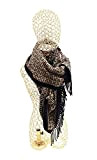 Châle foulard femme noir et beige grand format chaud et doux