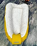 Cocon bébé matelassé - nid réducteur de lit thème coton étoilée et tissu double gaze moutarde uni, idée cadeau de ...
