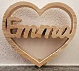 Coeur à prénom chantourné en bois personnalisable - 15 cm - fait à la main en bois massif - cadeau ...