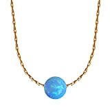 Collier boule d'opale bleue Collier de perles d'opale rempli d'or 14 carats Longueur 41 cm/16 pouces + rallonge de 5 ...