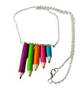 collier crayons de couleurs multicolore idée cadeau maitresse atsem,cadeau maitresse,collier maitresse