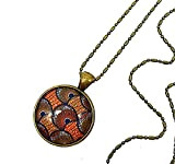 Collier long pendentif cabochon * wax * Africain ethnique marron orangé collier sautoir coloré tendance idée cadeau anniversaire fête des ...
