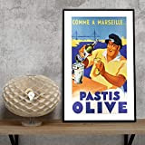 Déco reproduction d'affiche vintage - Pastis olive - sur papier photo 250gr/m2