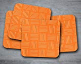Dessous de verre orange avec un motif géométrique de ligne blanche, dessous de verre, dessous de plat
