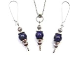 Ensemble de bijoux collier et boucles d'oreille pour femme en acier inoxydable de style vintage avec pendentif en Lapis Lazuli ...