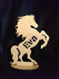 Equitation cheval cabré personnalisé décoration chambre enfant avec prénom, sur socle