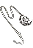 ETHNIC FEATHER -Collier pendentif celtique eclipse soleil et lune, pendentif en métal argenté