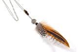EthnicFeather - Sautoir Pendentif plumes naturelles dream-catcher, collier pendentif plume, bijoux amérindien, collier bohème, ethnique, collier en plumes