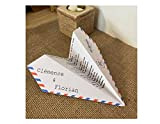Faire part mariage thème voyage, lot de 10, avion origami, Bleu blanc et rouge
