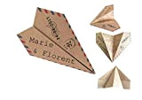 Faire part mariage thème voyage, lot de 10, avion origami, kraft naturel,