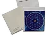 Fleur de vie bleue, carte imprimée 15x15 cm, avec enveloppe blanche. Lot de 3 cartes. D'après une oeuvre de l'artiste ...