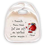 Grand bavoir pour bébé personnalisable - Cadeau original Noël - Cadeau naissance -"Promis Père-Noël, j'ai pas fait de bêtises cette ...