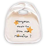 Grand bavoir pour bébé personnalisable - Demande originale future marraine -"Veux-tu être ma marraine ?" - Avec prénom