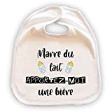 Grand bavoir pour bébé personnalisé - Cadeau original -"Marre du lait, apportez-moi une bière"