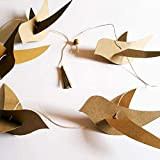 Guirlande de décoration,oiseaux beige en papier cartonné recyclé