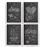 Harley Davidson Affiche De Brevet - Lot De 4 Affiches - Impressions Prints Art Moto Motocycle Motocyclette Motarde Motard Patent ...
