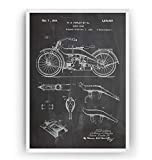 Harley Davidson Motocycle Affiche De Brevet Impressions Prints Art Moto Motocyclette Motarde Motard Patent Posters Poster Cadeaux Pour Hommes Décor ...