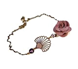 Headband Fleur de cerisier réglable fleur eventail retro vieux rose violet or laiton or 24k accessoire cheveux