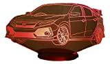 HON Civic Type R, lampe 3D à LED - led illusion 3D - 7 Couleurs