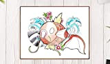 Koï fish magicarpe de pokemon - affiche encre et aquarelle A4/A3/A2/A1