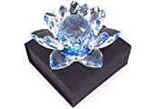 L'Artisan du Cristal - Bouquet de Fleur de Lotus - Feng Shui - Cristal blanc/bleu - Fait Main - Signé ...