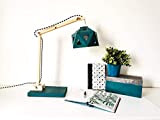 Lampe de bureau origami bois & bleu canard - Leewalia - luminaire - lampe design - liseuse - lampe de ...