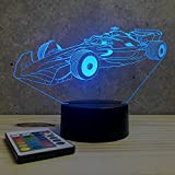 Lampe illusion 3D Formule 1 personnalisable 16 couleurs RGB & télécommande - Fabriquée en France - Lampe de table - ...