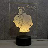 Lampe illusion Elvis Presley personnalisable 16 couleurs RGB & télécommande - Fabriquée en France - Lampe de table - Lampe ...