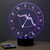 Lampe illusion Horoscope Astrologie Sagittaire personnalisable 16 couleurs RGB & télécommande - Fabriquée en France - Lampe de table - ...