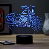 Lampe illusion Moto Fat Boy Harley Davidson personnalisable 16 couleurs RGB & télécommande - Fabriquée en France