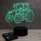 Lampe illusion Tracteur Agricole personnalisable 16 couleurs RGB & télécommande - Fabriquée en France