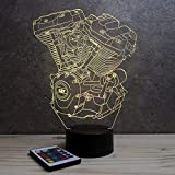 Lampe Moteur Harley Davidson 16 couleurs RGB personnalisable - Fabriquée en France - Lampe de table - Lampe veilleuse - ...