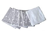 Lingettes lavables, pour la chambre de bébé, en tissu éponge bio, aux motifs d'étoiles blanches sur fond gris clair