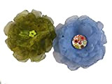 Lot de 2 élastiques à cheveux : une fleur bleue et une fleur verte