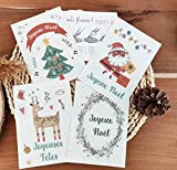 Lot de 4 Cartes à planter, Joyeux Noël, carte de voeux Noel en papier ensemencé, carte à semer, joyeuses fêtes, ...