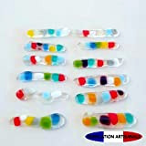 Lot de porte-couteaux transparent et multicolore - verre fusionné - mer - déco table - orignal - art de la ...