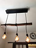 Lustre Dahlia 3 lumières en bois flotté, suspension luminaire en bois flotté, lampe suspendue contemporaine,lampe de plafond en bois
