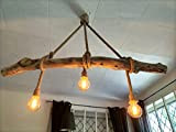 Lustre Nature en bois flotté, suspension luminaire en bois flotté,lampe suspendue contemporaine, lampe de plafond