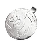 Médaille pendentif en aluminium avec une empreinte de patte de chien rt d'un pied humain, avec un texte personnalisé sur ...
