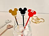 Mickey Mouse & Minnie Mouse en forme de tête, Agitateur de boissons en acrylique, Bâtonnets de mélanger, Pics cocktail, Disney ...