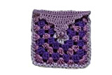 Mini étui de rangement violet, pochette discrète pour nécessaire de toilette, d'hygiène ou de maquillage, fait main au crochet,