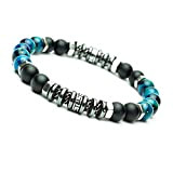 Modèle 2022 Bracelet style Tibétaine Homme/Femme perles 8mm pierres Œil de tigre couleur turquoise Agate noir mat rondelles Hématite acier ...