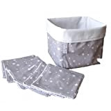 Panière en tissu, lingettes lavables, pour la chambre de bébé, aux motifs d'étoiles blanches sur fond gris clair
