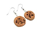 Passionnella - boucles d'oreille cookies aux pépites de chocolat en fimo, polymer clay biscuit en polymère kawaii, bijoux aliment