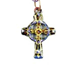 Pendentif croix celte violet vert émail sur cuivre