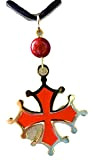 pendentif croix occitane emaillé rouge métal doré