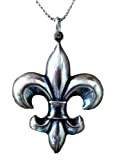 pendentif fleur de lys, médiéval, royal, metal argenté