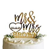Personnalisé gâteau de mariage Mr & Mrs, Décoration de mariage avec le nom de famille des mariés, Date et coeur ...